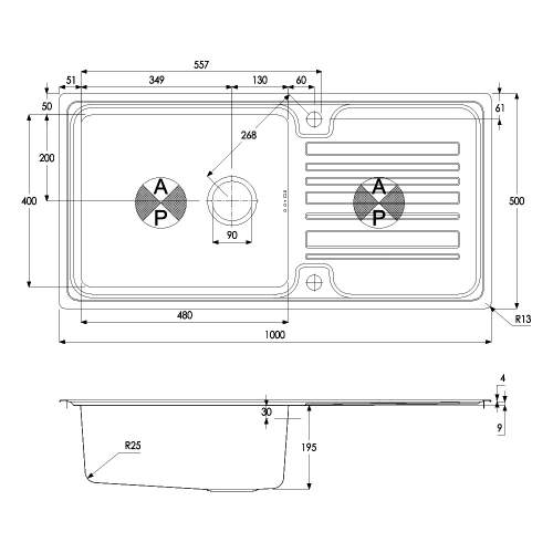 Apex 1.0 Bowl Stainless Steel Kitchen Sink