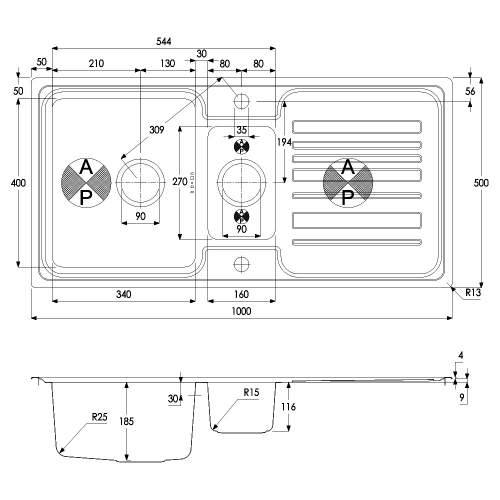 Apex 1.5 Bowl Stainless Steel Kitchen Sink