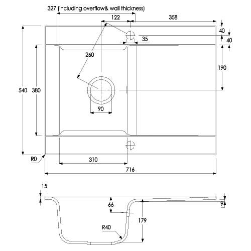 Aspekt 1.0 Bowl Granite Kitchen Sink