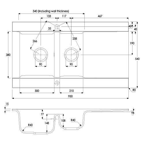 Aspekt 1.5 Bowl Granite Kitchen Sink