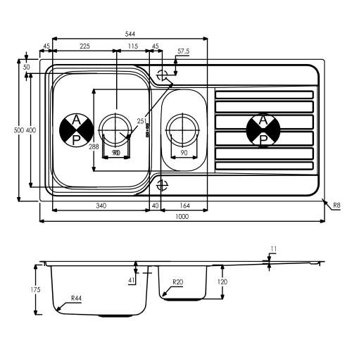 CONNEKT Flush-Fit 1.5 Bowl Kitchen Sink