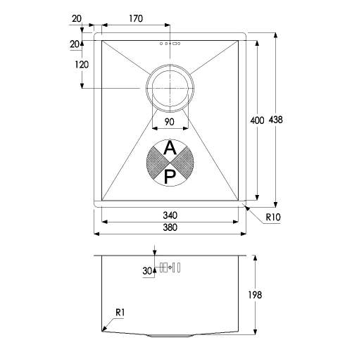 Matrix R0 1.0 Bowl Undermount Kitchen Sink