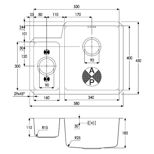 Matrix R25 1.5 Bowl Undermount Kitchen Sink