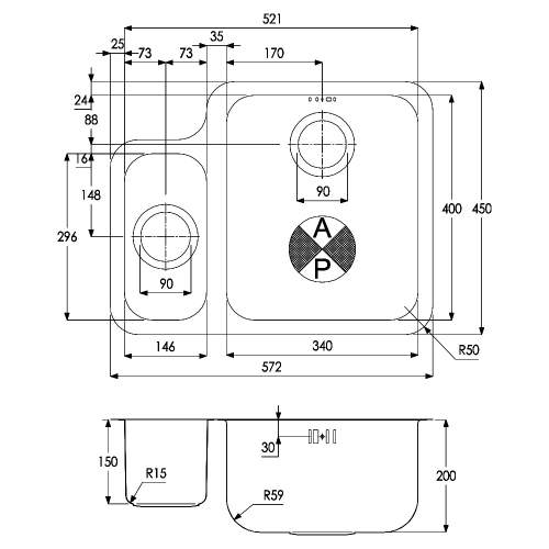 Matrix R50 1.5 Bowl Undermount Kitchen Sink