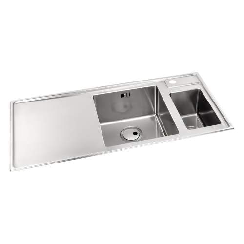 Theorem 1.5 Bowl Offset Drainer Stainless Steel Kitchen Sink