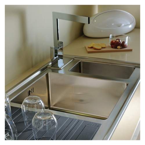 Theorem 1.5 Bowl Offset Drainer Stainless Steel Kitchen Sink