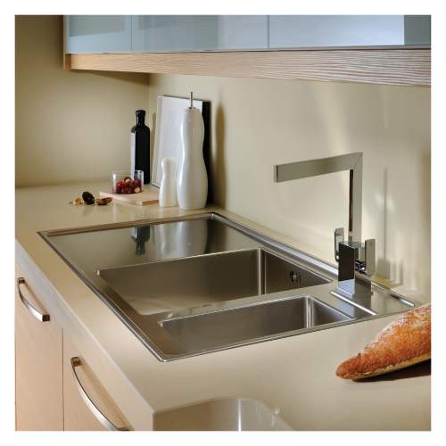 Theorem 1.5 Bowl Offset Drainer Stainless Steel Kitchen Sink