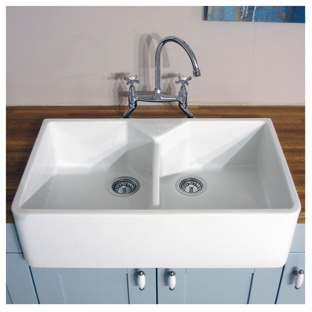 Bluci Vecchio G10 Double Bowl Ceramic  Sink  Sinks  Taps com