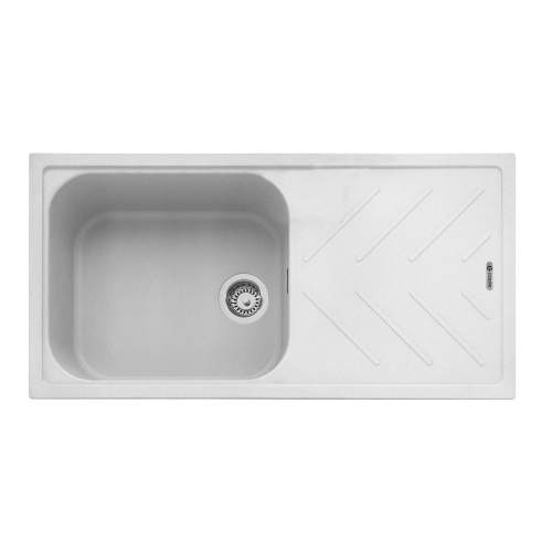 Veis 100 Inset Kitchen Sink With Drainer - Chalk White