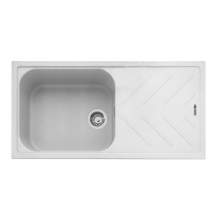 Veis 100 Inset Kitchen Sink With Drainer - Chalk White