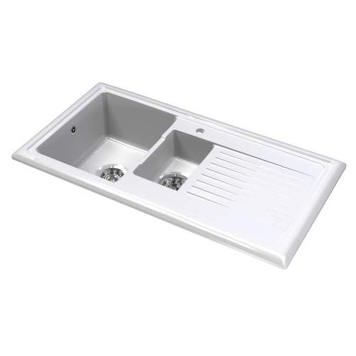 LUX RL301CW Ceramic 1.5 Bowl Kitchen Sink