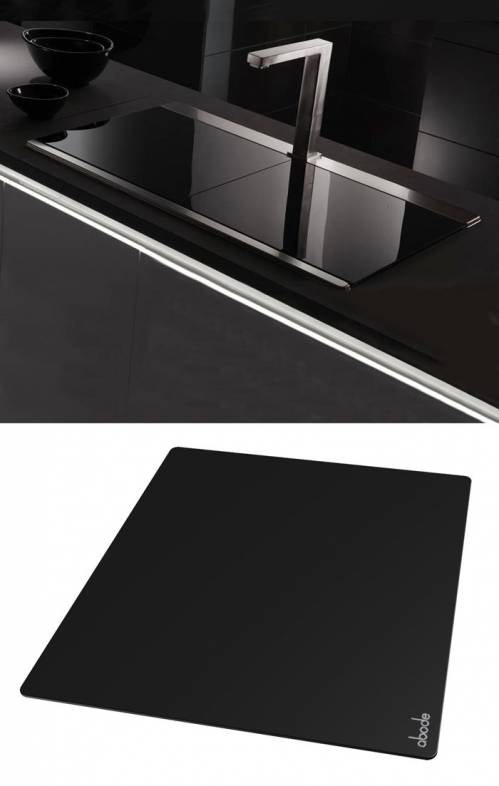 Tempered Black Glass Sliding Sink Cover