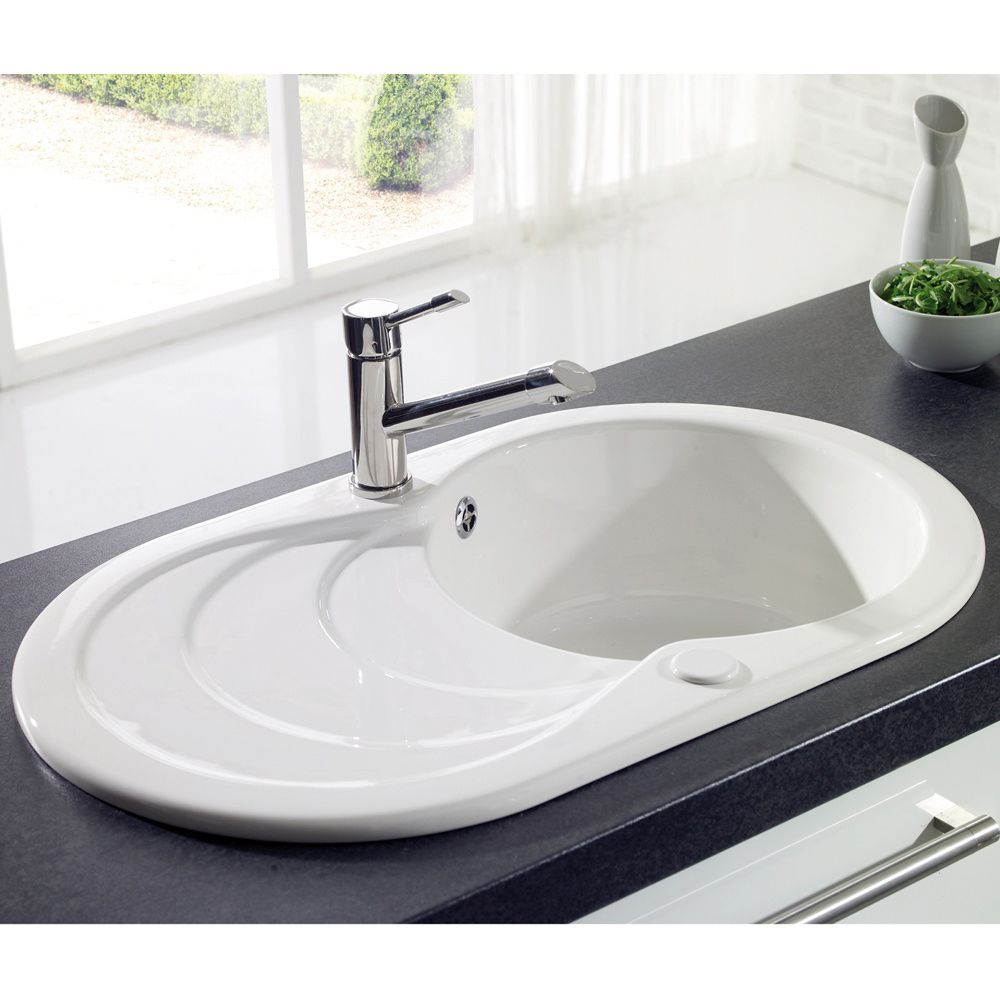Astracast Cascade 1 0 Bowl Compact, Ceramic Round Kitchen Sink And Drainer Combo