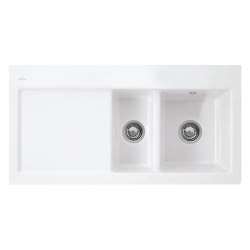 SUBWAY 60 1.5 Bowl Ceramic Kitchen Sink - Ceramic Line