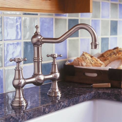 4750 PROVENCE Two Hole Mixer Kitchen Tap with Crosshead Handles