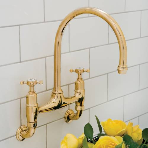 4182 IONIAN Wall Mounted Mixer Kitchen Tap with Crosshead Handles