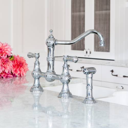 4756 PROVENCE Two Hole Mixer Kitchen Tap with Lever Handles and Rinse