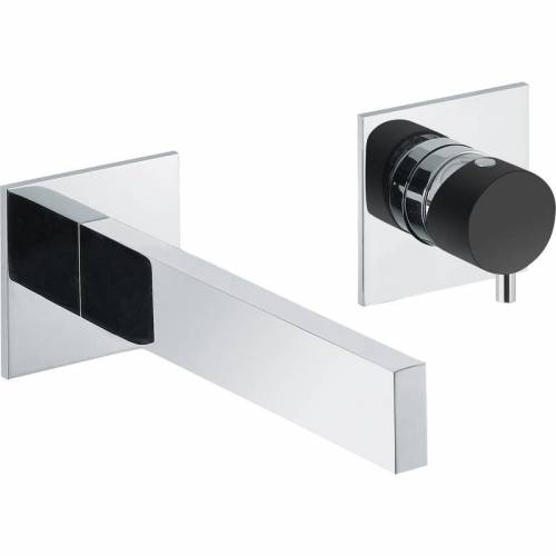 CYCLO Wall Mounted 2 Hole Bath Mixer Tap - Black/Chrome