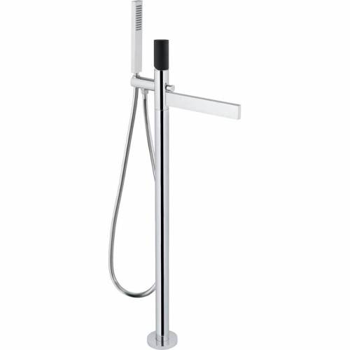 Cyclo Floor Standing Bath Filler Tap with Shower Handset - Black/Chrome