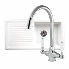 LUX RL304CW Ceramic 1.0 Bowl Kitchen Sink with FREE Reginox Tap