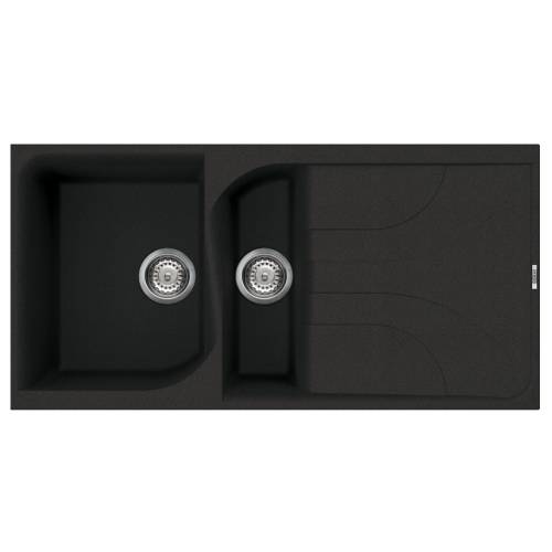 Ego 475 1.5 Bowl Inset Granite Kitchen Sink - Black