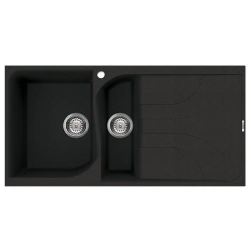 Ego 475 1.5 Bowl Inset Granite Kitchen Sink - Black