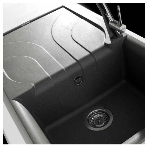 Ego 400 Compact Single Bowl Inset Granite Kitchen Sink - Black