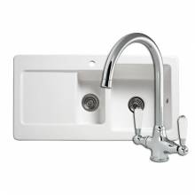 RL501CW 1.5 Bowl Ceramic Kitchen Sink and Elbe Kitchen Tap