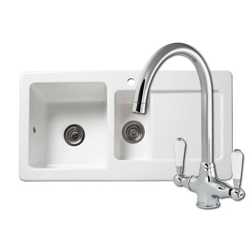 RL501CW 1.5 Bowl Ceramic Kitchen Sink and Elbe Kitchen Tap