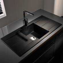 Black glass kitchen sink