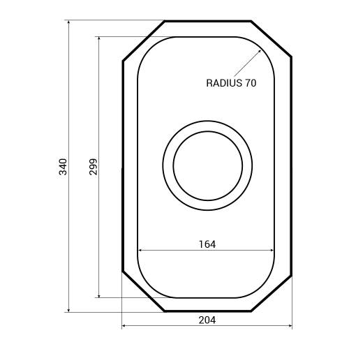 RUBUS 20U Undermount 0.5 Bowl Kitchen Sink Dimensions