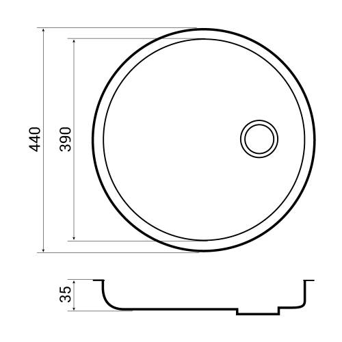 Bluci RUBUS 101D Circular Inset Drainer Dimensions