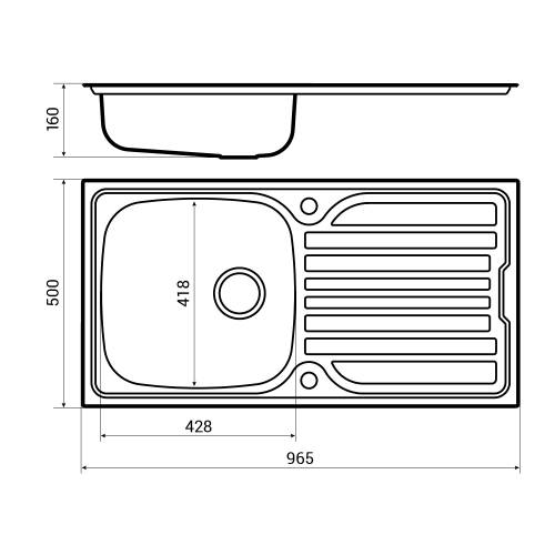 Bluci Turin 100 1.0 Bowl Sink and Drainer Dimensions