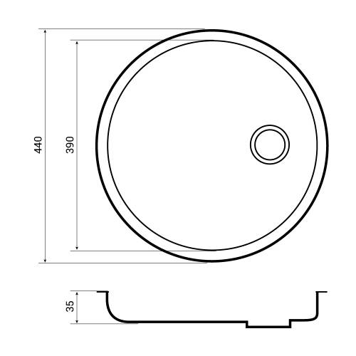 Bluci Circular undermounted drainer in Brushed Steel Dimensions