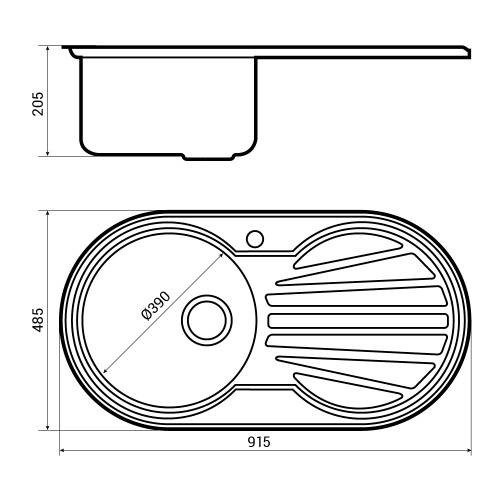 Bluci RUBUS 101BD Stainless Steel 1.0 Bowl Kitchen Sink Dimensions