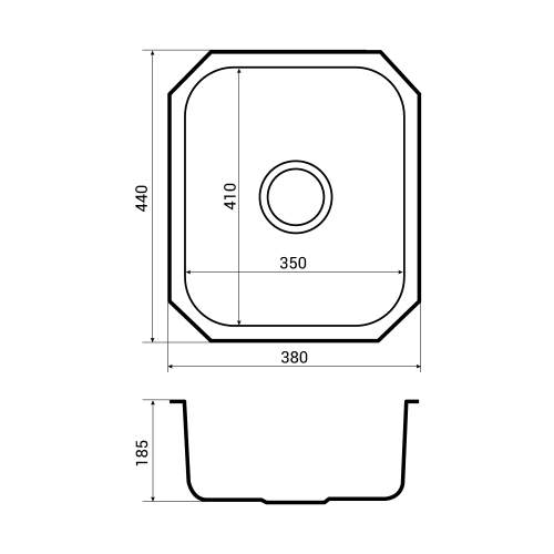 Bluci RUBUS 40U Undermount 1.0 Bowl Kitchen Sink Dimensions