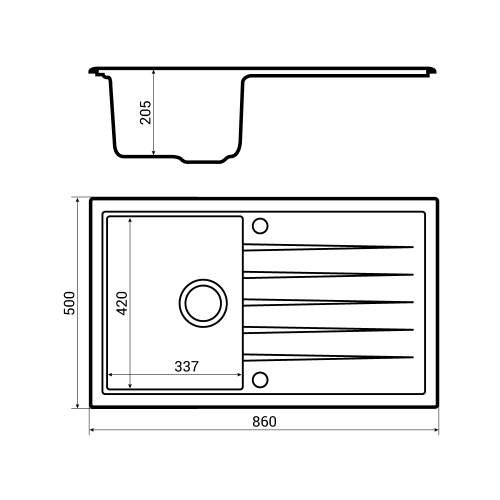 Bluci Piazza 1.0 Granite Kitchen Sink dimensions