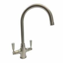Bluci NENBRO Twin Lever Kitchen Tap in Brushed Finish