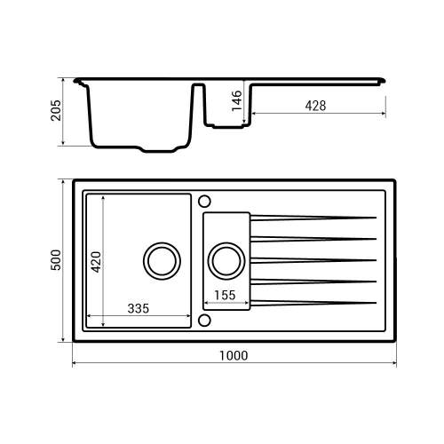 Bluci Piazza 1.5 Bowl Granite Sink Dimensions