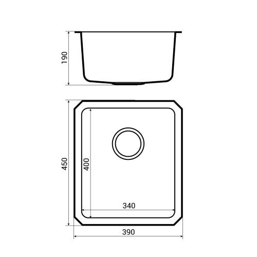 Bluci ORBIT 23 Medium Bowl Undermount Kitchen Sink Dimensions