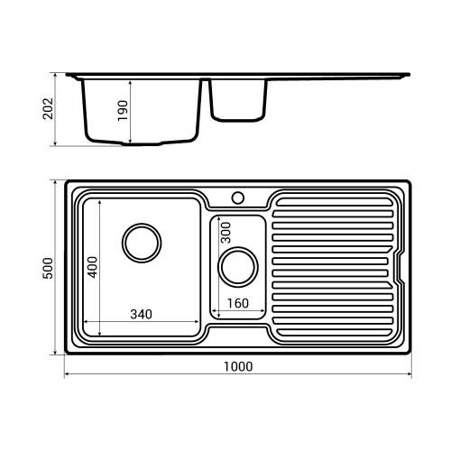 Bluci ORBIT 1 Inset 1.5 Bowl Kitchen Sink Dimensions