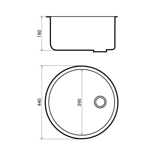 Bluci RUBUS 101B Circular Inset Kitchen Sink Dimensions