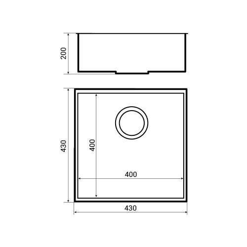 Bluci KUBE 40 Undermount 1.0 Bowl Kitchen Sink Dimensions