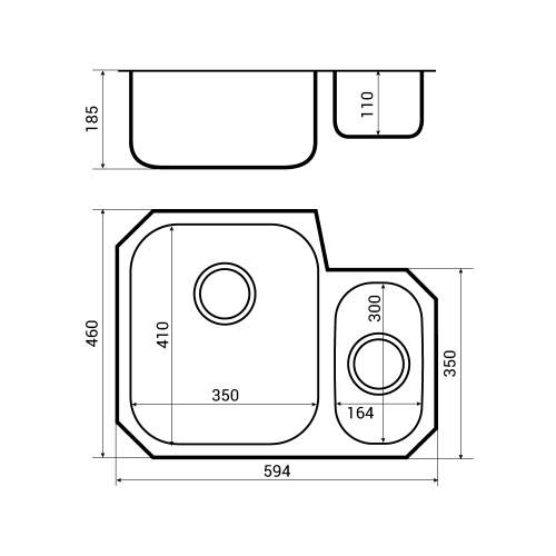 Bluci RUBUS 150UH Undermount Kitchen Sink Dimensions