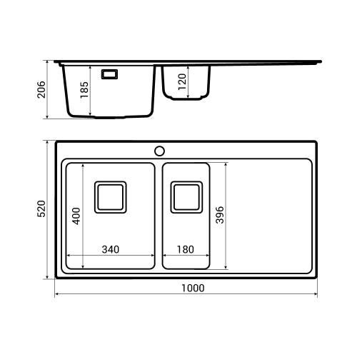 Bluci Orbit 50 1.5 Bowl Stainless Steel Kitchen Sink Dimensions