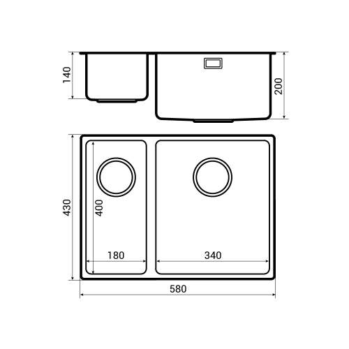 Bluci ACUTE 07 Versatile 1.5 Bowl Kitchen Sink Dimensions