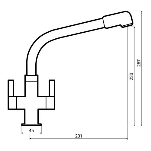 Bluci Gemello Dual Handle WRAS Approved Monobloc Kitchen Tap Dimensions