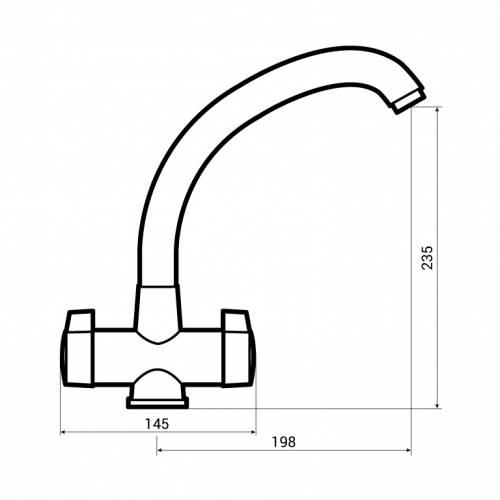 Bluci Milano Twin Lever Kitchen Mixer Tap Dimensions