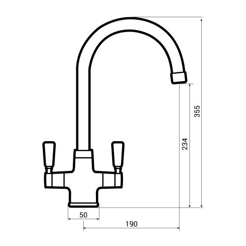 Bluci NENBRO Twin Lever Kitchen Tap Dimensions