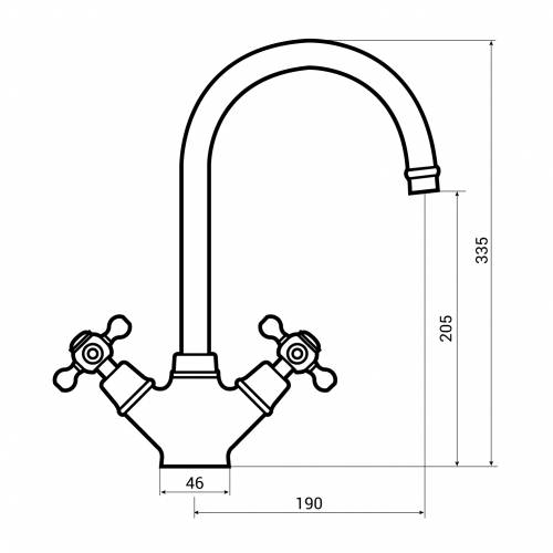 Bluci VARETELLO Traditional Kitchen Mixer Tap Dimensions